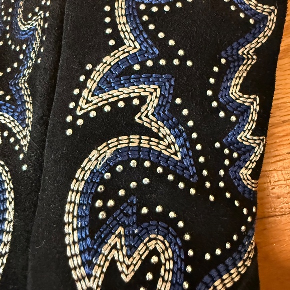 Zara Black Suede Rhinestone High Heel Boots - Picture 8 of 12